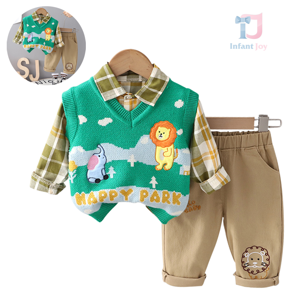 Set premium de 3 piese cu vestă tricotată Happy Park