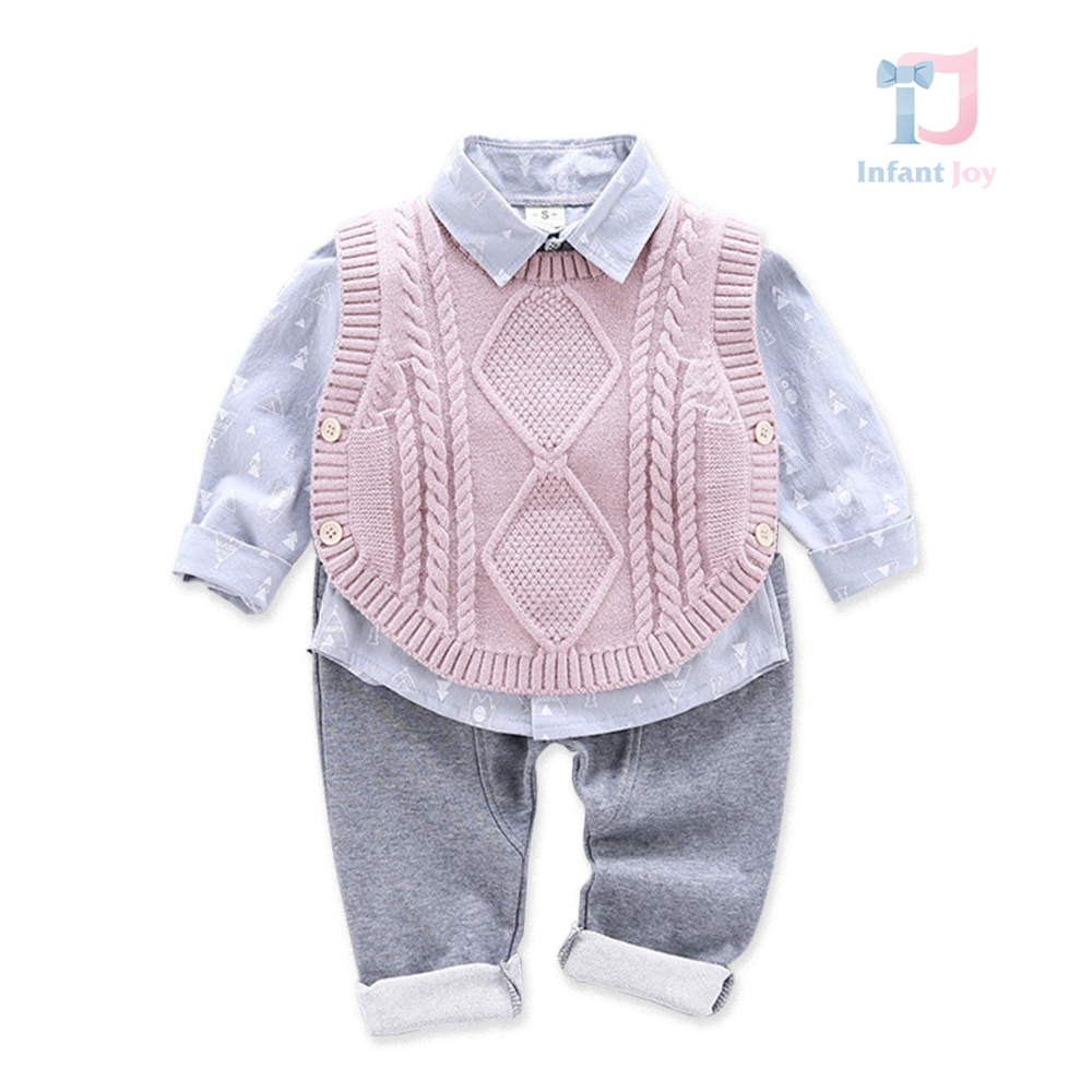 Set sportiv-elegant de 3 piese cu veste tricotate Light Mahogany Corporate