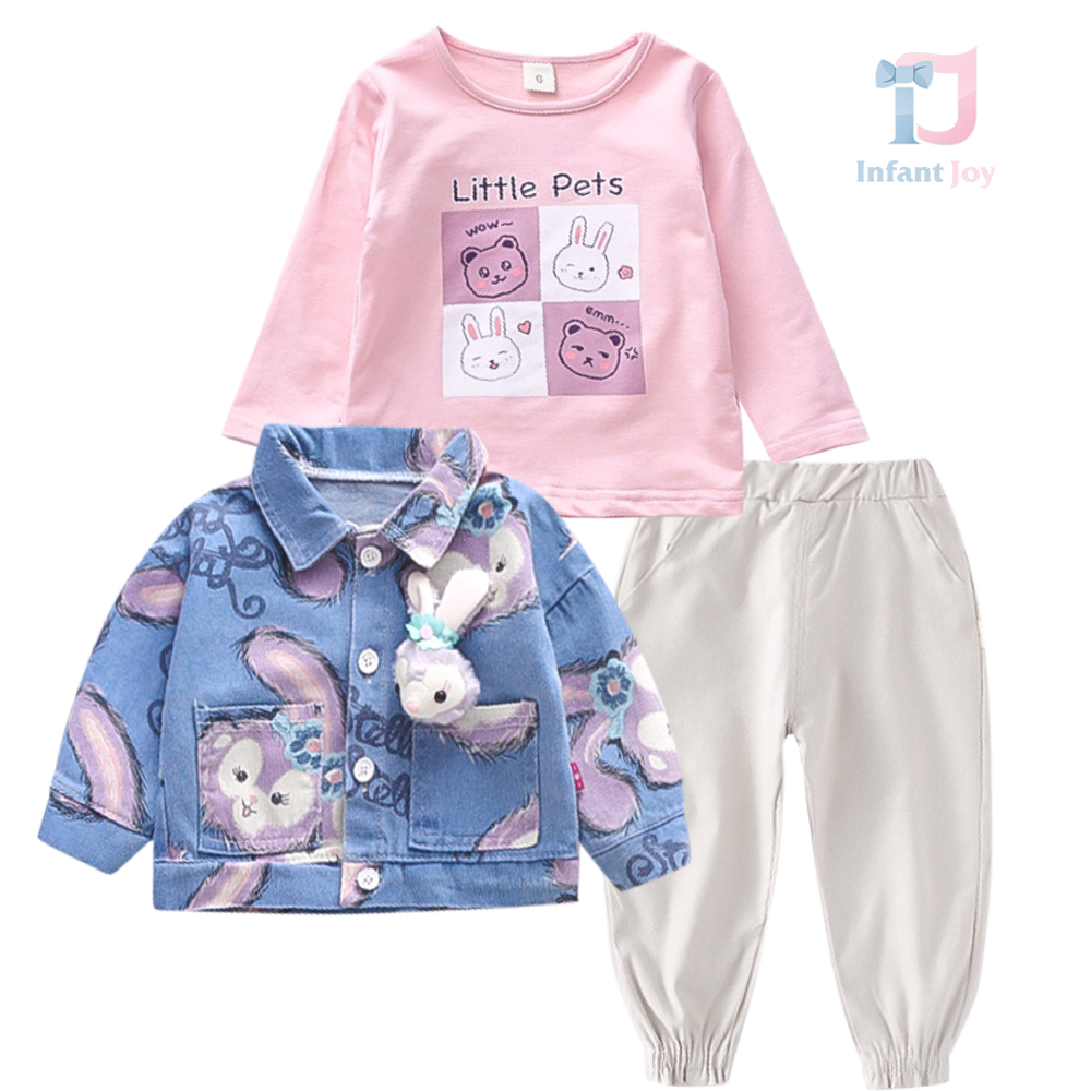 Set de 4 piese cu jachetă denim și broșă Little Stella
