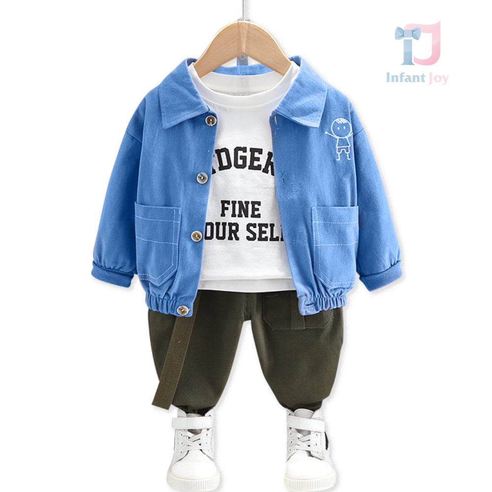 Set de 3 piese cu bomber și pantaloni cargo Love Yourself Blue