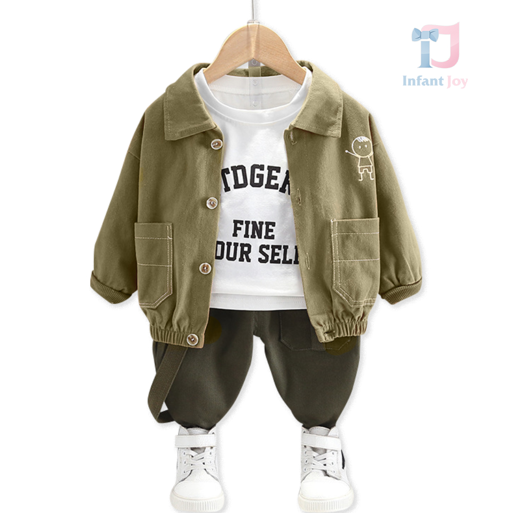 Set de 3 piese cu bomber și pantaloni cargo Love Yourself Green