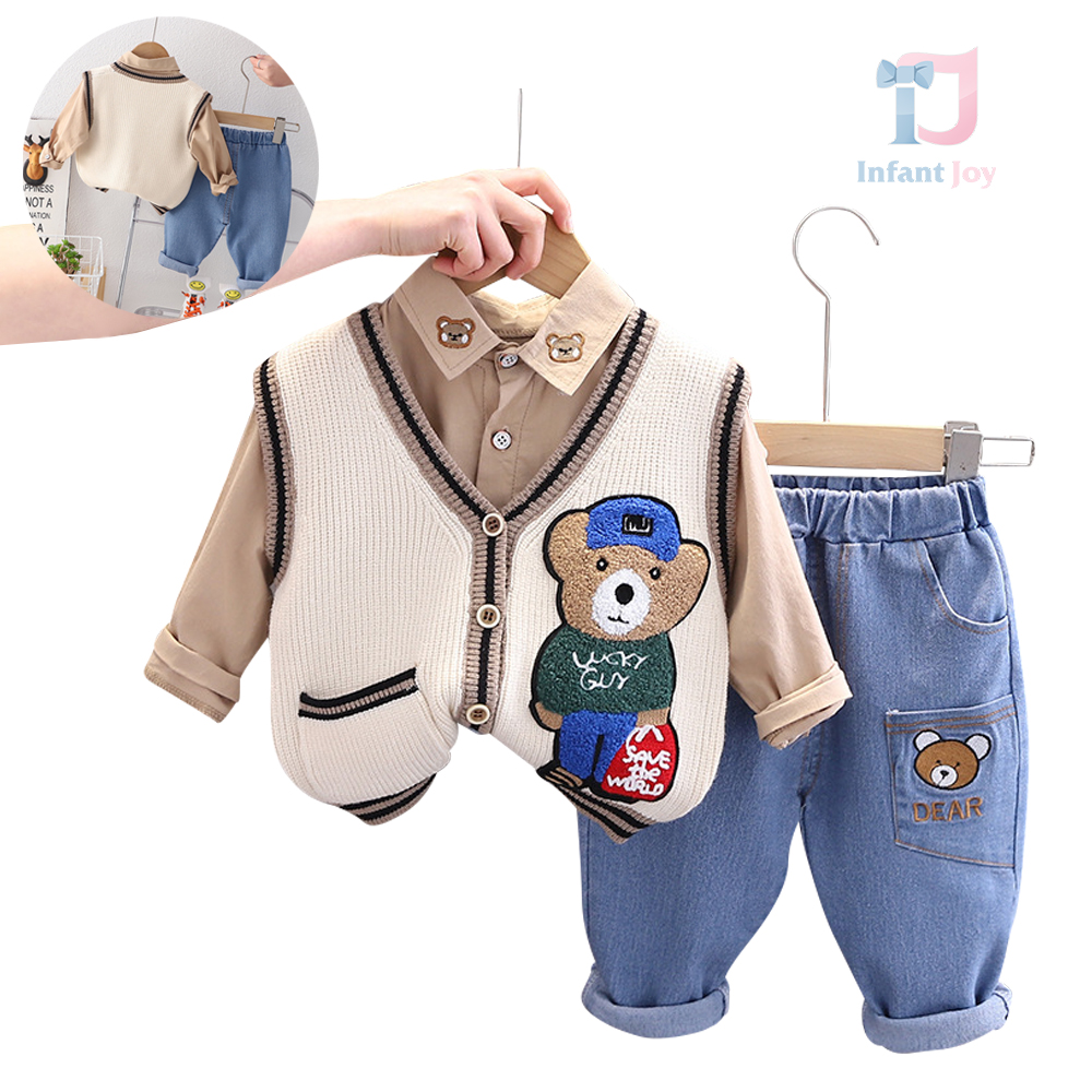 Set de 3 piese cu vesta tricotata Lucky Friend