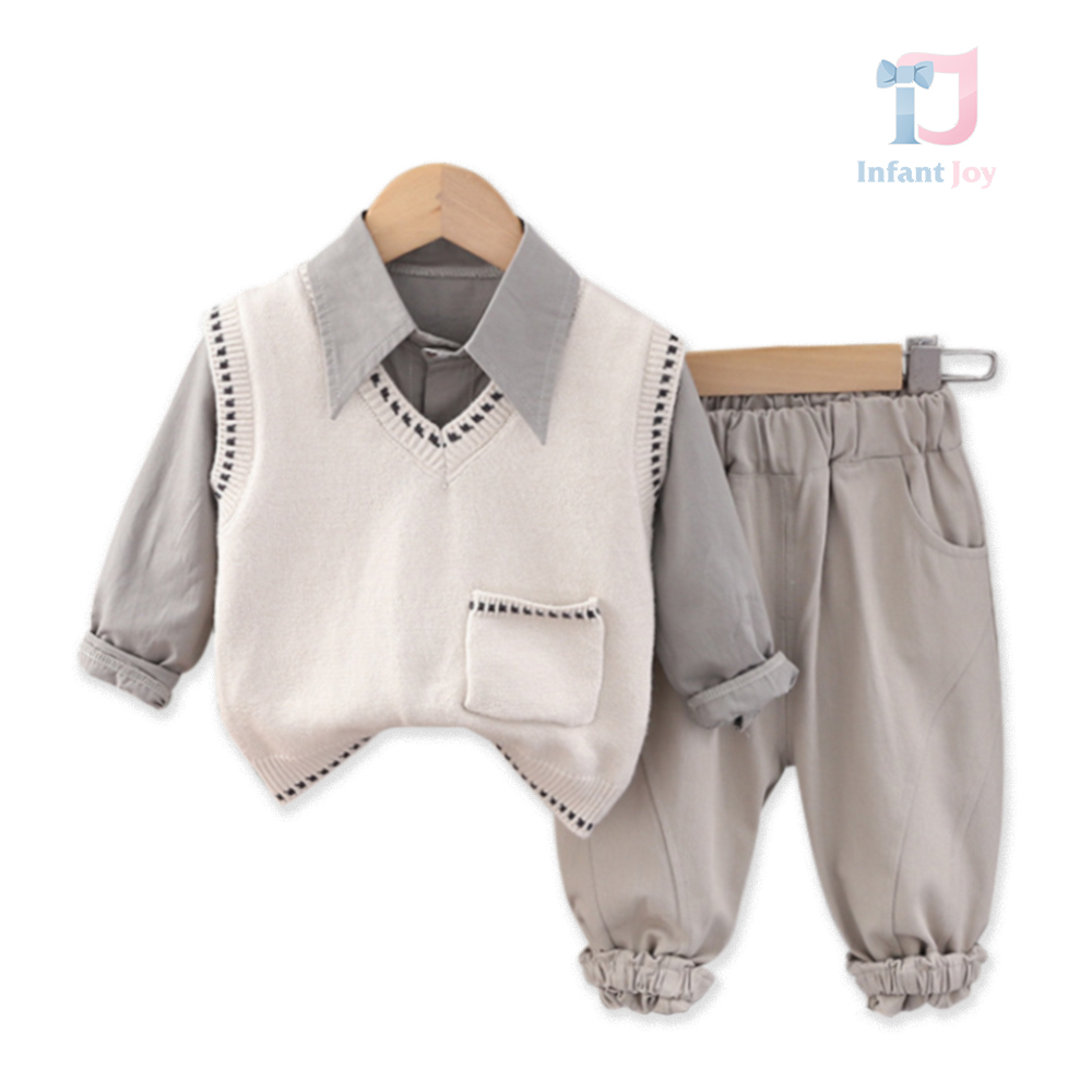 Set Premium de 3 piese cu vesta tricotata Mister Green