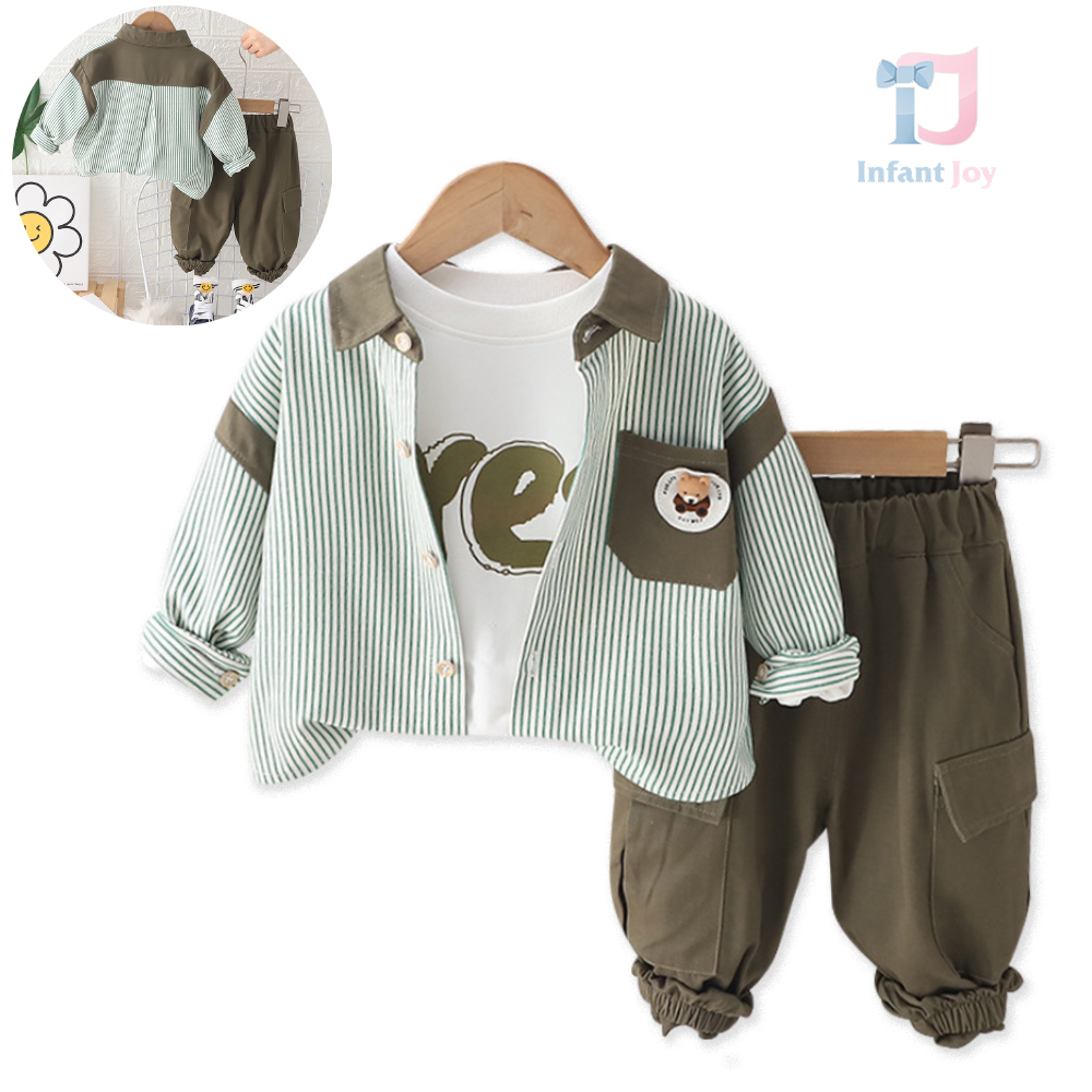 Set Sport Elegant de 3 piese cu pantaloni cargo Olive Bear