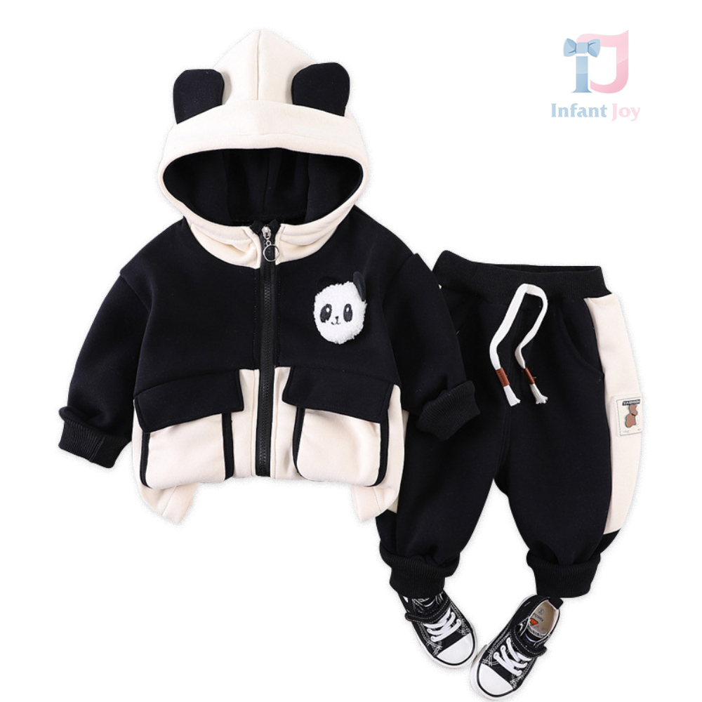 Set matlasat de 2 piese cu glugă și detalii suplimentare Panda Journey