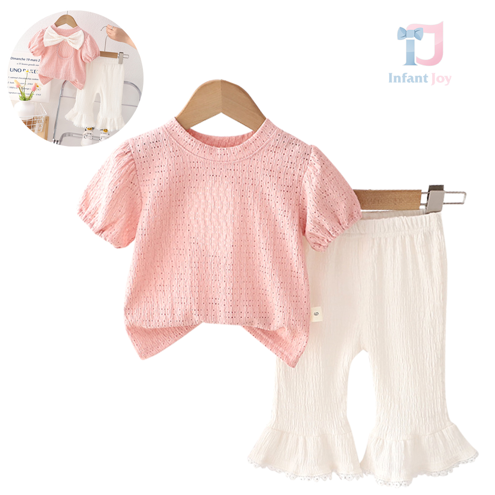 Set de 2 piese din crep cu spate spectaculos și mânecă bufantă Pink Fiesta