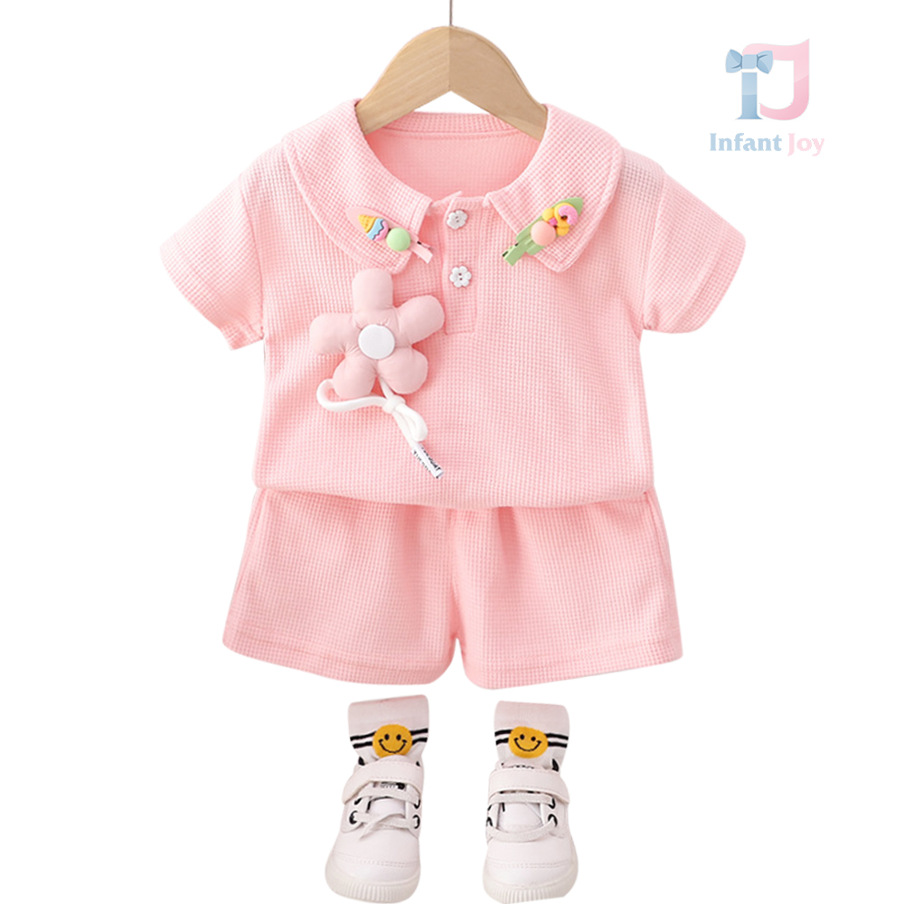 Set de 5 piese cu efect de vafe, elemente 3D, broșă și ac de păr Pink Flower and Tips