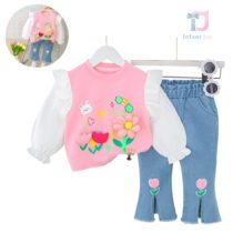 Set de 2 piese cu bucle și elemente 3D Pink Garden
