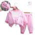 Set de 3 piese cu vată interioară, imprimeuri 3D și vestă Pink Kitten