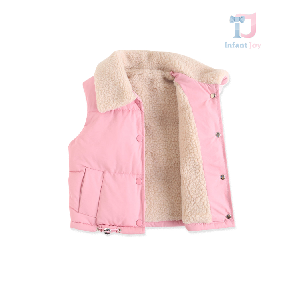 Vestă cu două fețe, impermeabilă, cu căptușeală moale din lână Pink Plushy