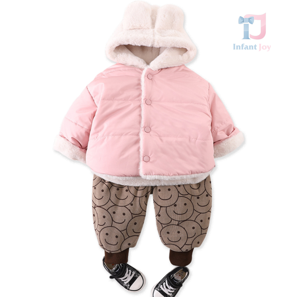 Set matlasat de 2 piese cu vată de pluș Pinkish Cub