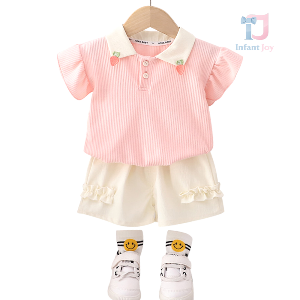 Set de 2 piese cu elemente 3D și bucle Pinkish Miss