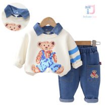 Set de 3 piese cu guler detasabil din denim Pixel Bear
