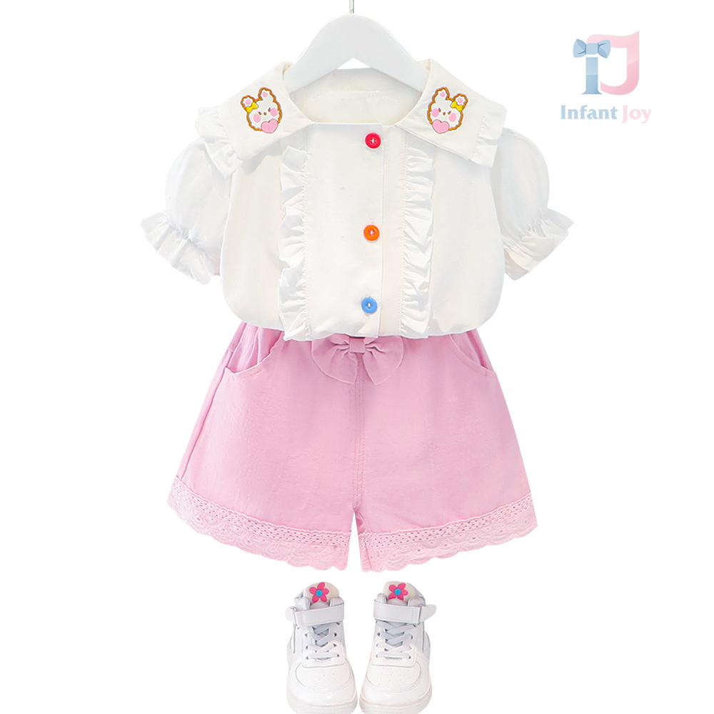 Set de 2 piese cu bucle frumoase, dantelă și broderie Pretty Bunny