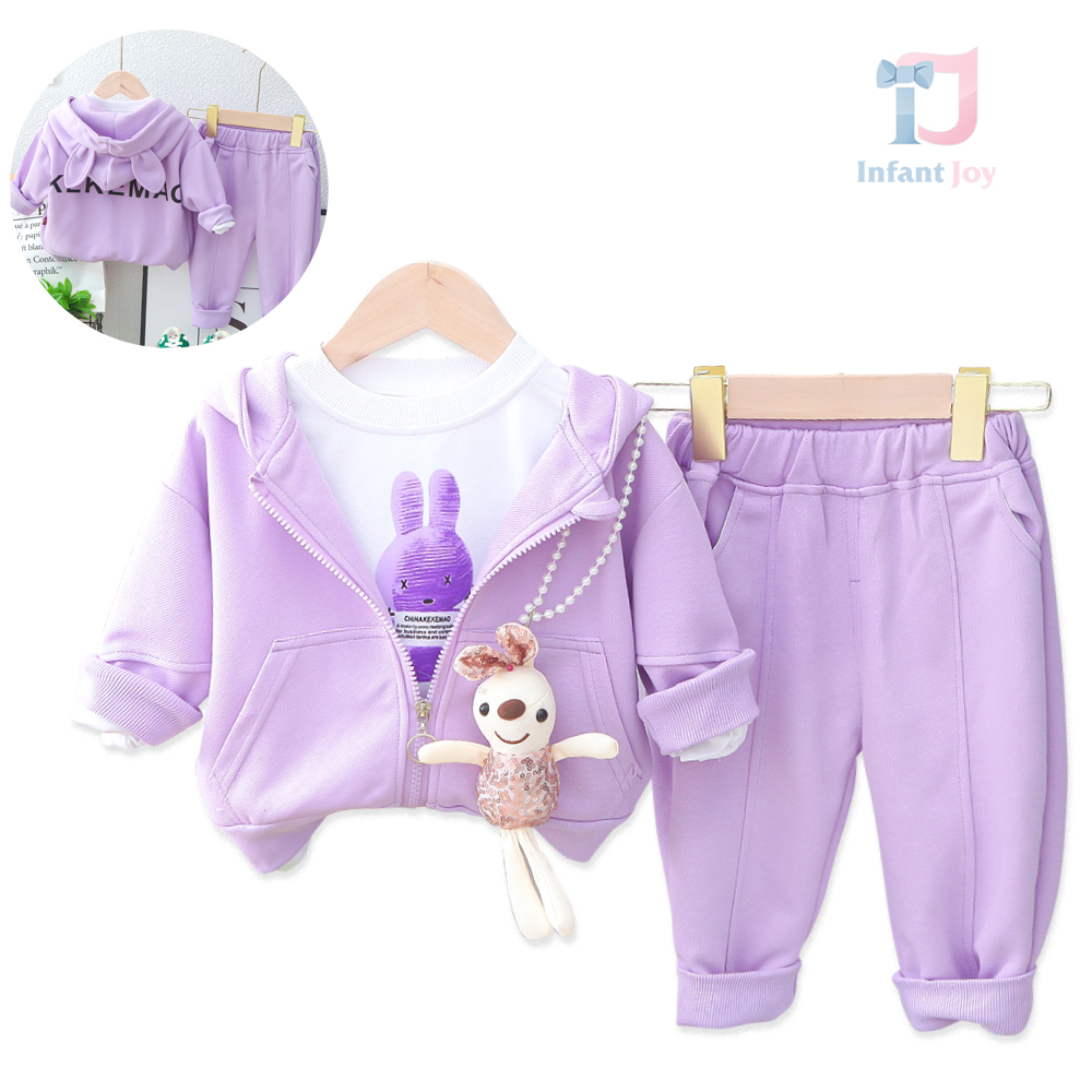 Set sport de 4 piese cu glugă și pandantiv de pluș Purple Fashionista