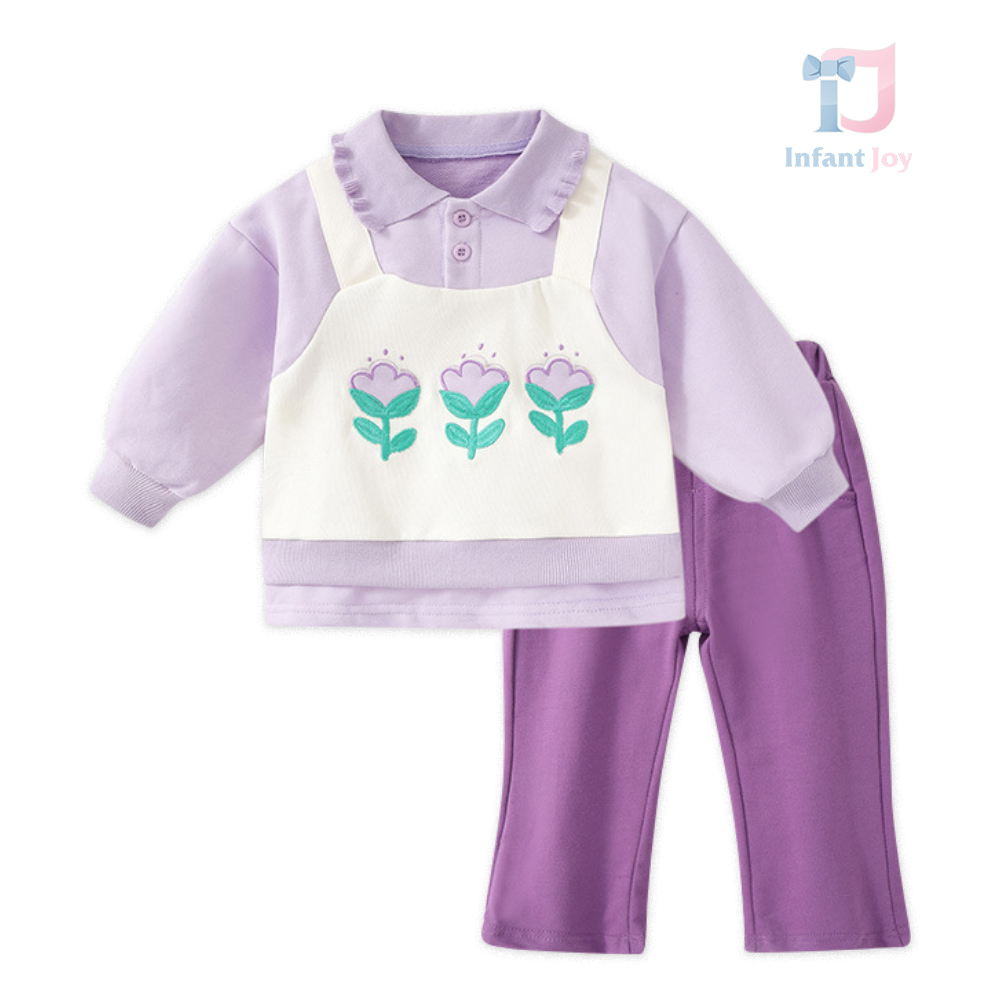Set sportiv-elegant de 2 piese Purple Flora