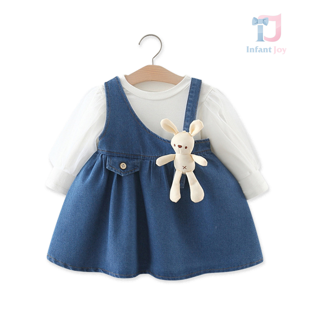 Set de 3 piese cu rochie din blugi și jucărie de pluș Diamond Bunny