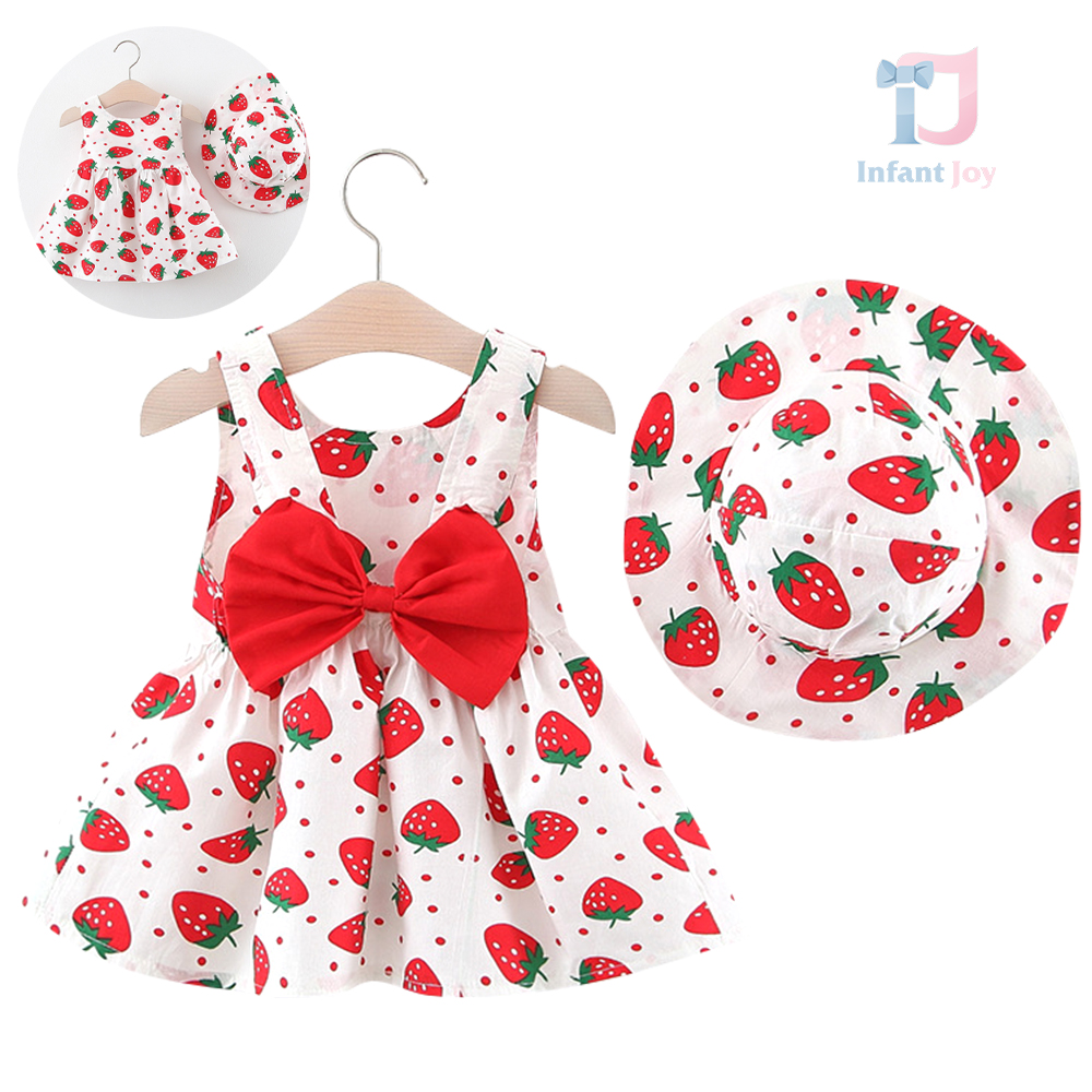 Set de 2 piese cu rochie de plajă cu panglică și capella Beach Strawberry