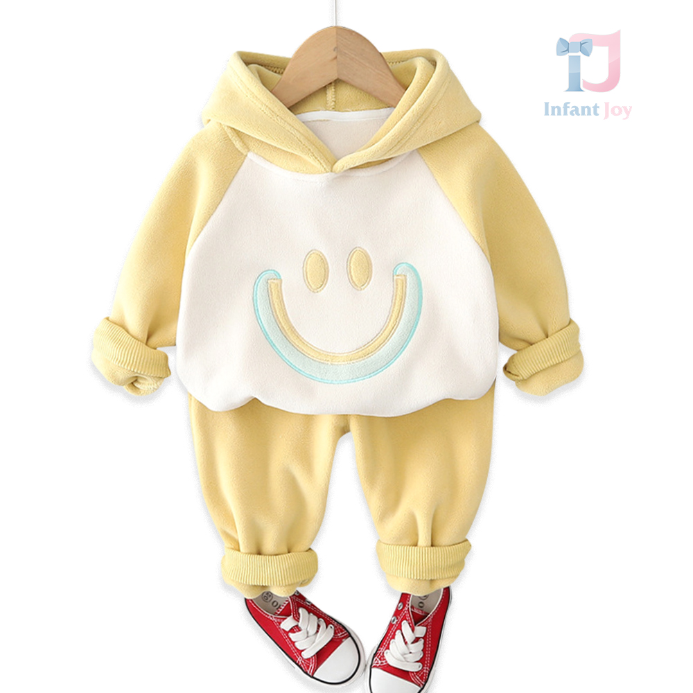 Set fleece de 2 piese cu glugă Smiley Yellow