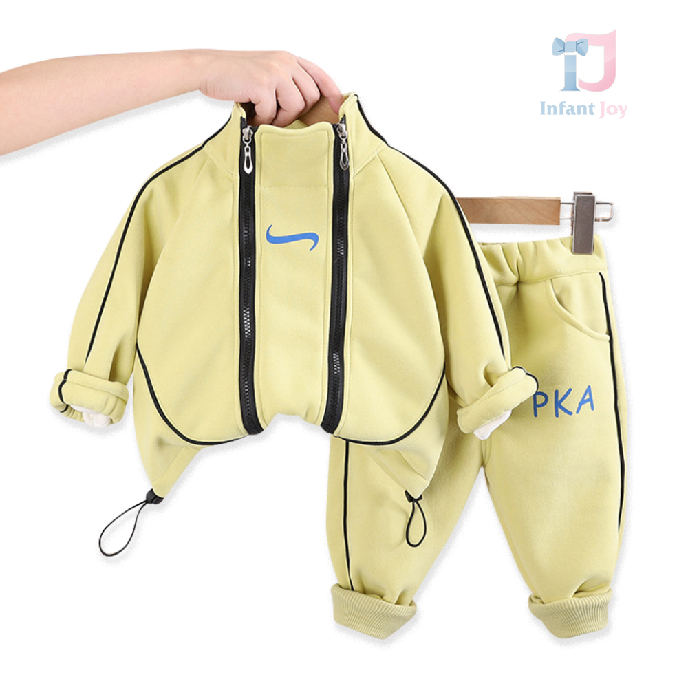 Set premium de 2 piese, matlasat, cu fermoar dublu, ornamente decorative și guler înalt Sportsman Lime