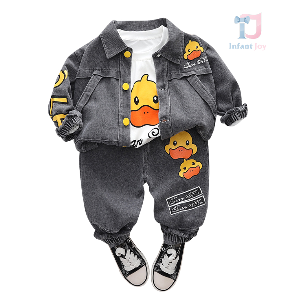 Set de 3 piese din denim Sporty Duck Graphite