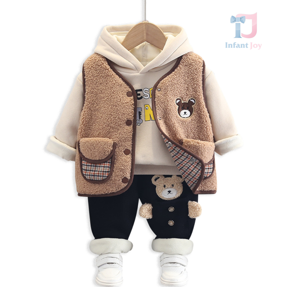 Set de pluș și matlasat din 3 piese cu elemente 3D Tuesday Dino