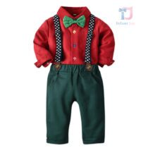 Set formal, de Crăciun, 3 piese, cu papion și bretele Christmas Color Dots