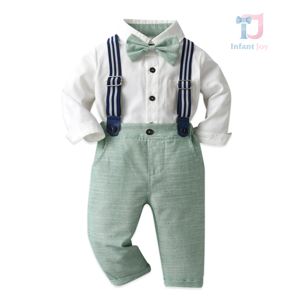 Set formal de 4 piese cu papion și bretele Green Business