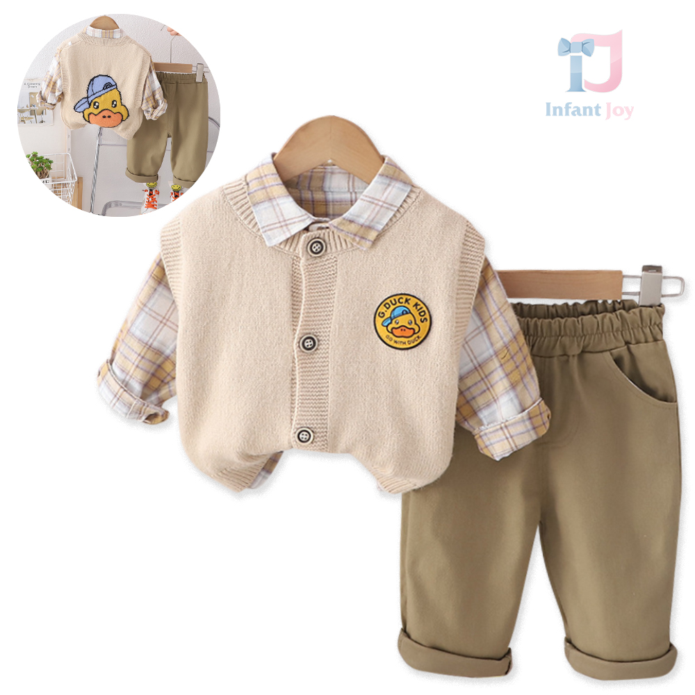 Set sportiv-elegant de 3 piese cu vestă tricotată premium Mr. Ducky