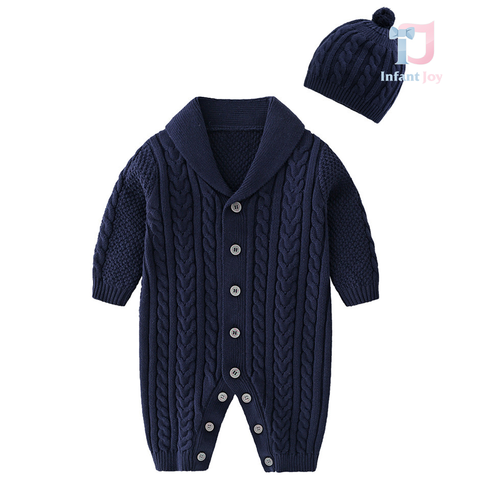 Set de 2 piese cu salopetă și pălărie tricotate Sit by The Fireplace Navy