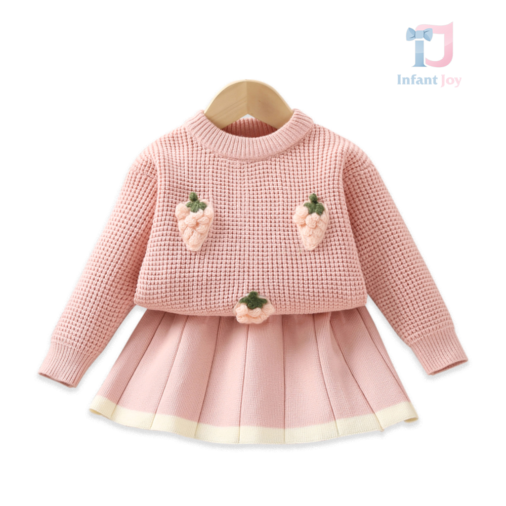 Set premium de 2 piese din tricotat cu fustă și elemente 3D Rose Grape