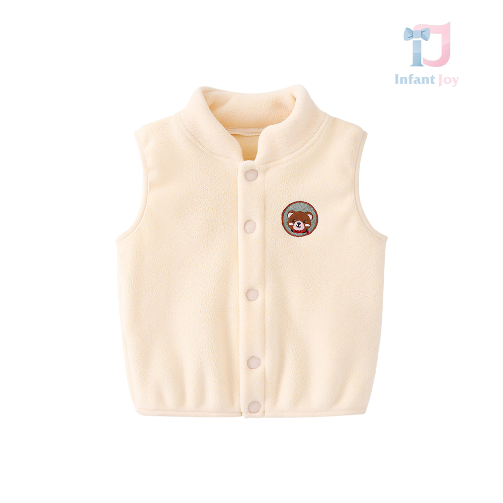 Vesta fleece cu broderie si guler jos Яка Warm Bear