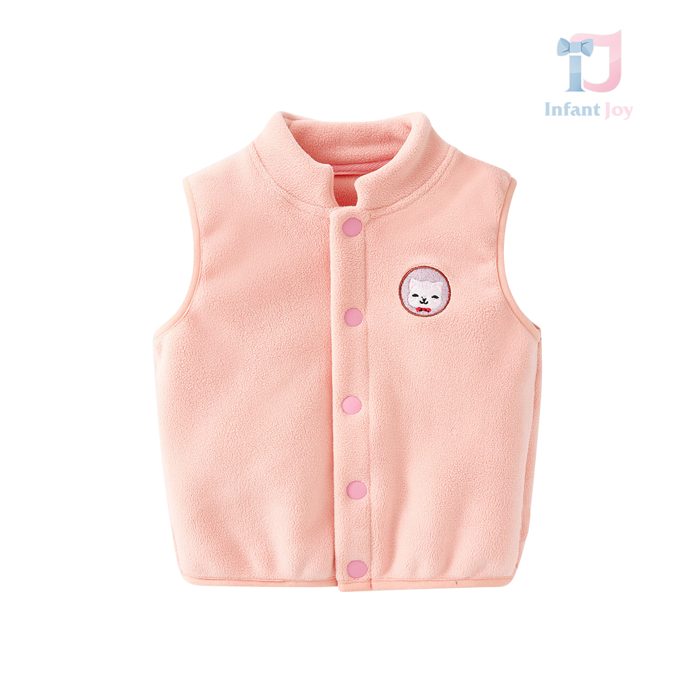 Vesta fleece cu broderie si guler jos Яка Warm Kitten