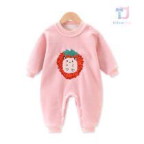 Salopetă fleece, moale, cu vată adăugată și broderie Pink Hedgehog