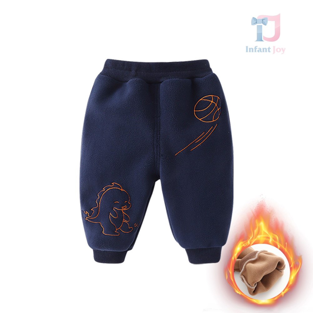 Pantaloni groși din fleece cu broderie Be My Friend – Albastru inchis