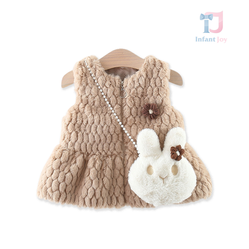Vestă de pluș cu pandantiv Bunny Flower Mocha