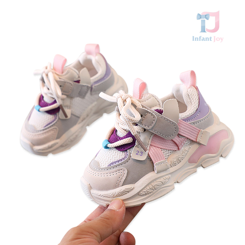 Pantofi sport cu sireturi si velcro Sporty Comfort Pink