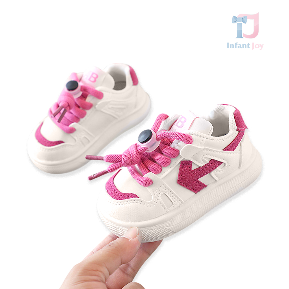 Pantofi sport din piele ecologica cu sireturi Pink Balance