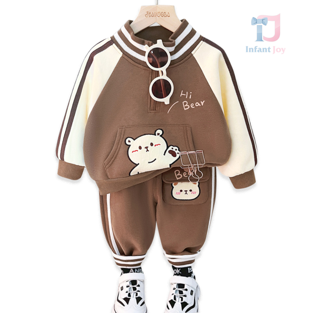 Set matlasat de 2 piese cu margine modernă, guler manșetă și buzunar Hi Bear