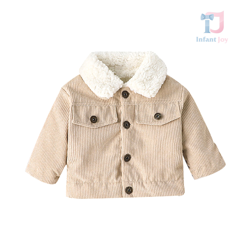 Jachetă din denim cu vată de pluș și guler pufos Camel