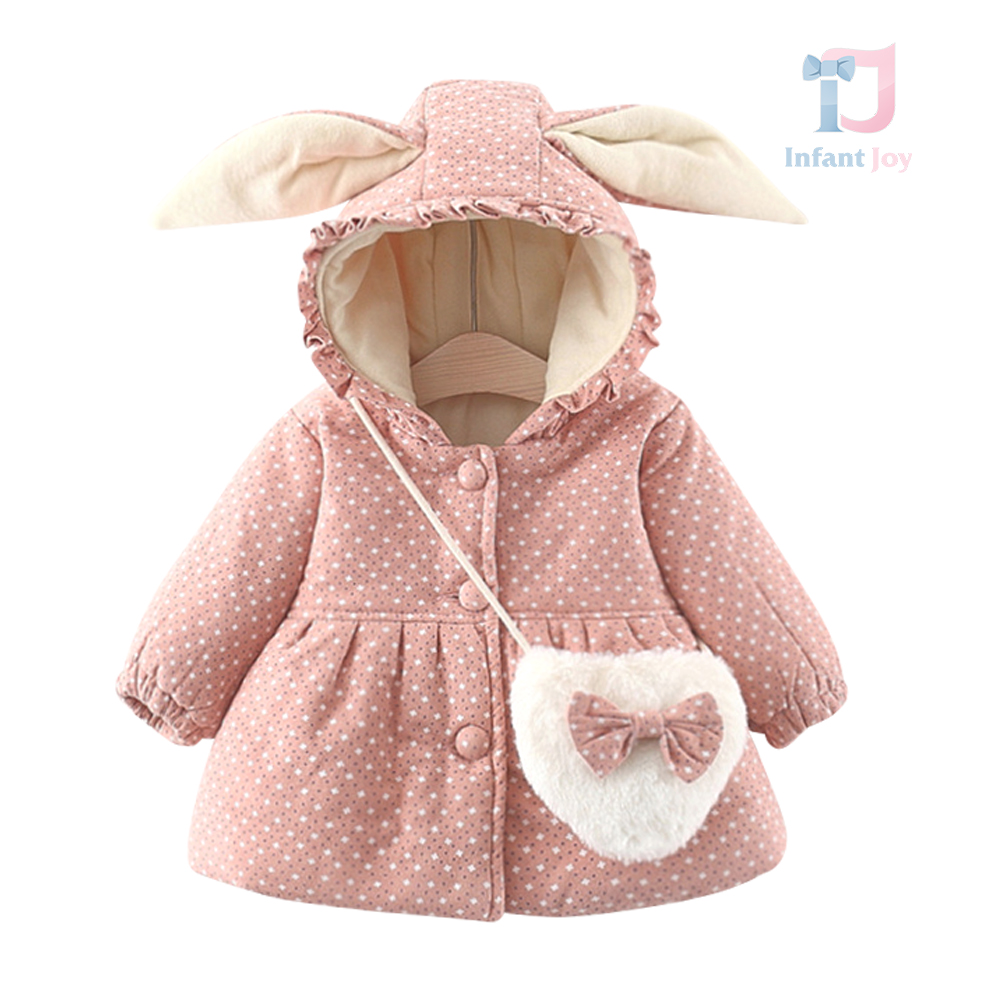 Palton de puf cu glugă și geantă Polca Bunny