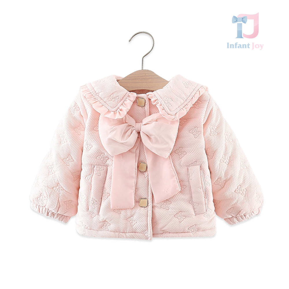 Palton cu bucle, panglică mare și nasturi spectaculoși Pink Ribbon