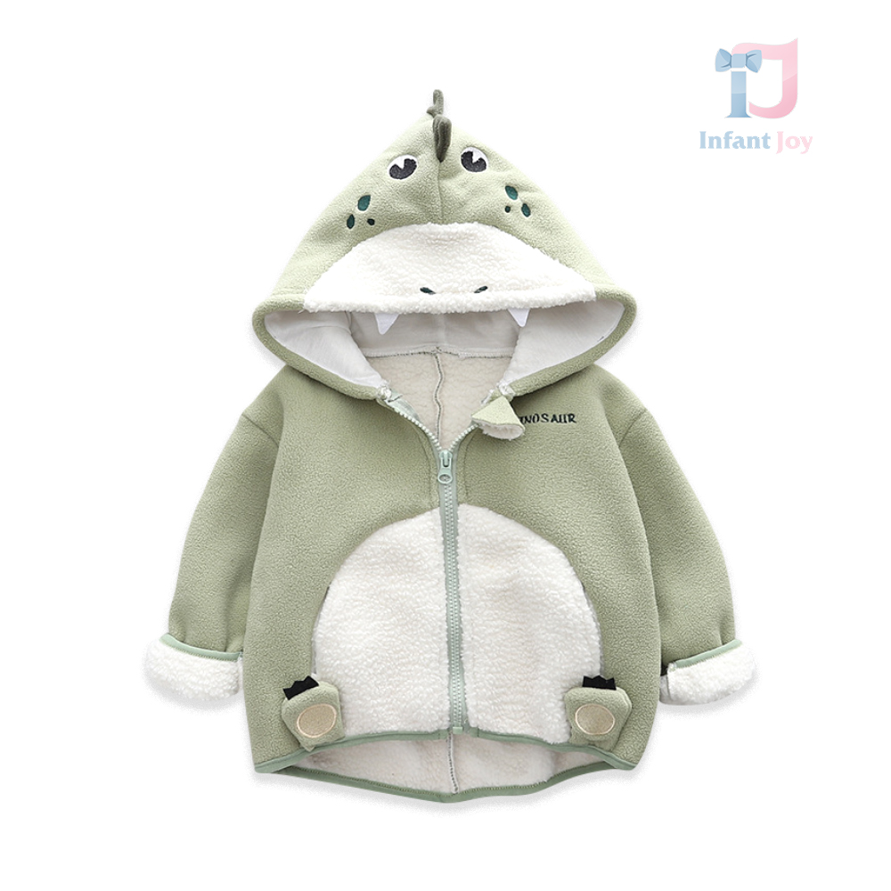 Jachetă fleece, cu glugă și căptușeală de pluș Dino Cute