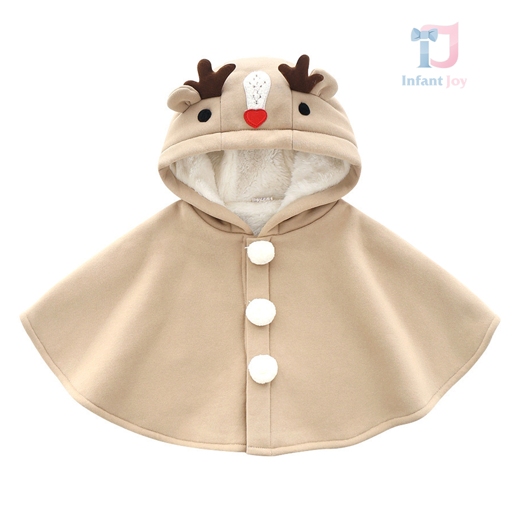 Poncho cu glugă, pluș cald și elemente 3D Red Nose Reindeer