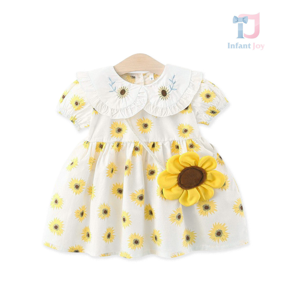 Rochie cu broderie si pandantiv Lovely Sunflower – 2 piese