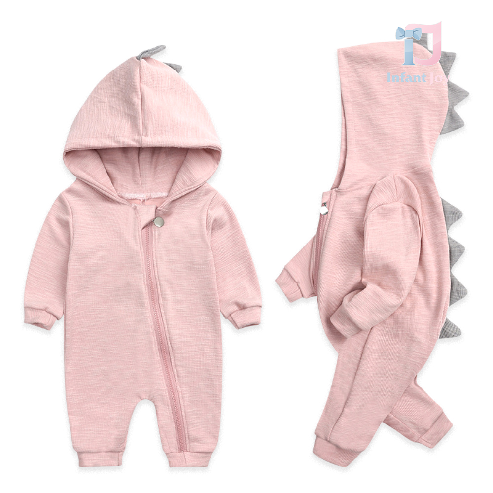 Salopetă cu fermoar asimetric și glugă Dragon Pink