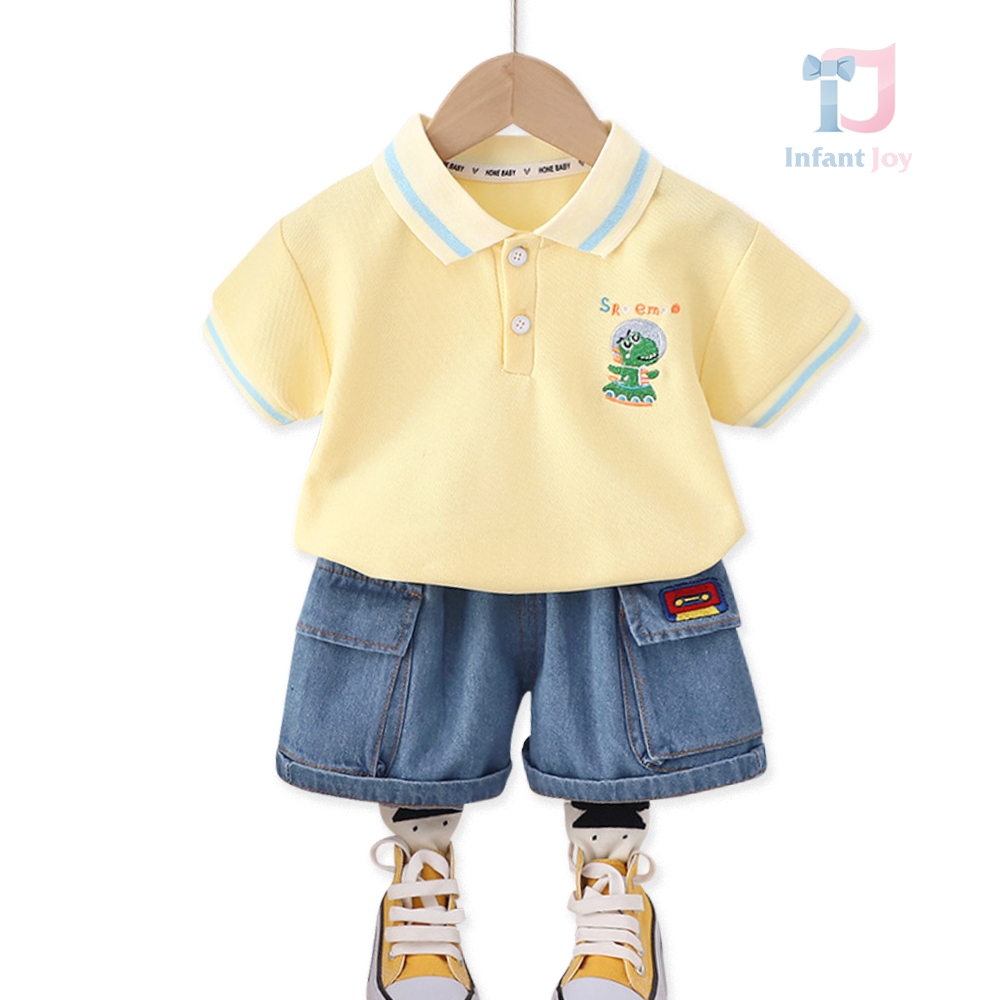 Set de 2 piese cu pantaloni cargo din denim Cosmo Dino