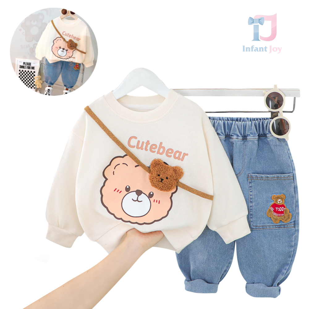 Set de 3 piese cu element 3D Cute Bear Beige