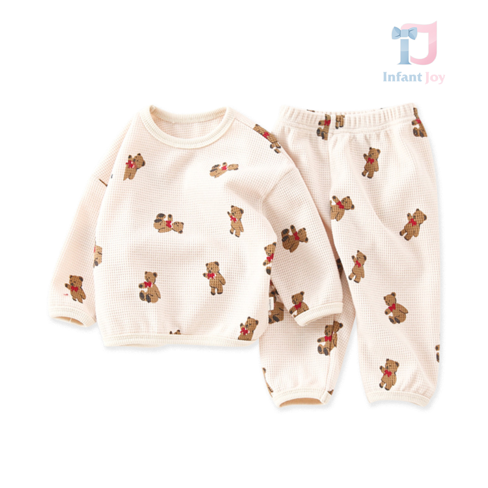 Set de 2 piese cu efect de vafe Greeting Bear Beige