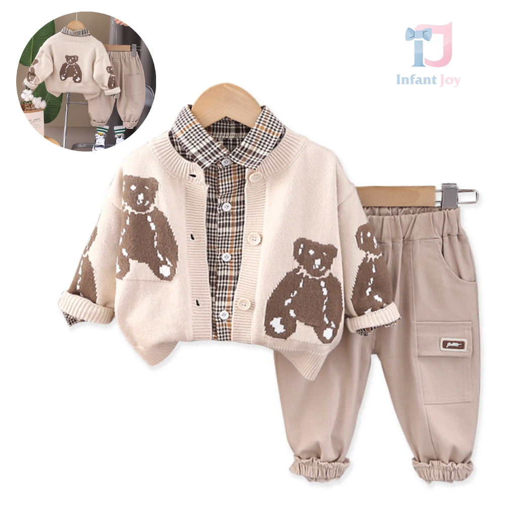 Set sportiv-elegant de 3 piese cu cardigan și broderie Mr. Bear Elegance
